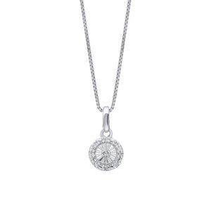 9ct White Gold Halo Diamond Necklace