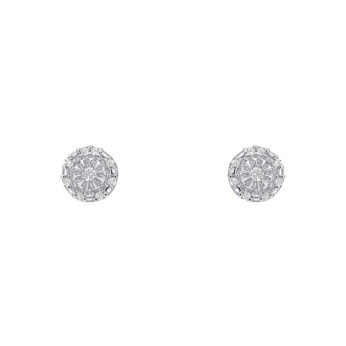 9ct White Gold Halo Diamond Stud Earrings