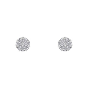 9ct White Gold Halo Diamond Stud Earrings