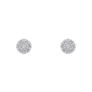 9ct White Gold Halo Diamond Stud Earrings