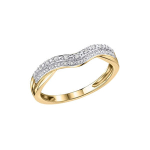 9ct Gold Double Wave Diamond Set Ring