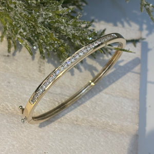 9ct Yellow Gold Diamond Bangle