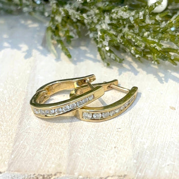 9ct Yellow Gold Diamond Hoop Earrings