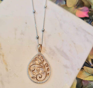 9ct Rose Gold and Diamond Pendant