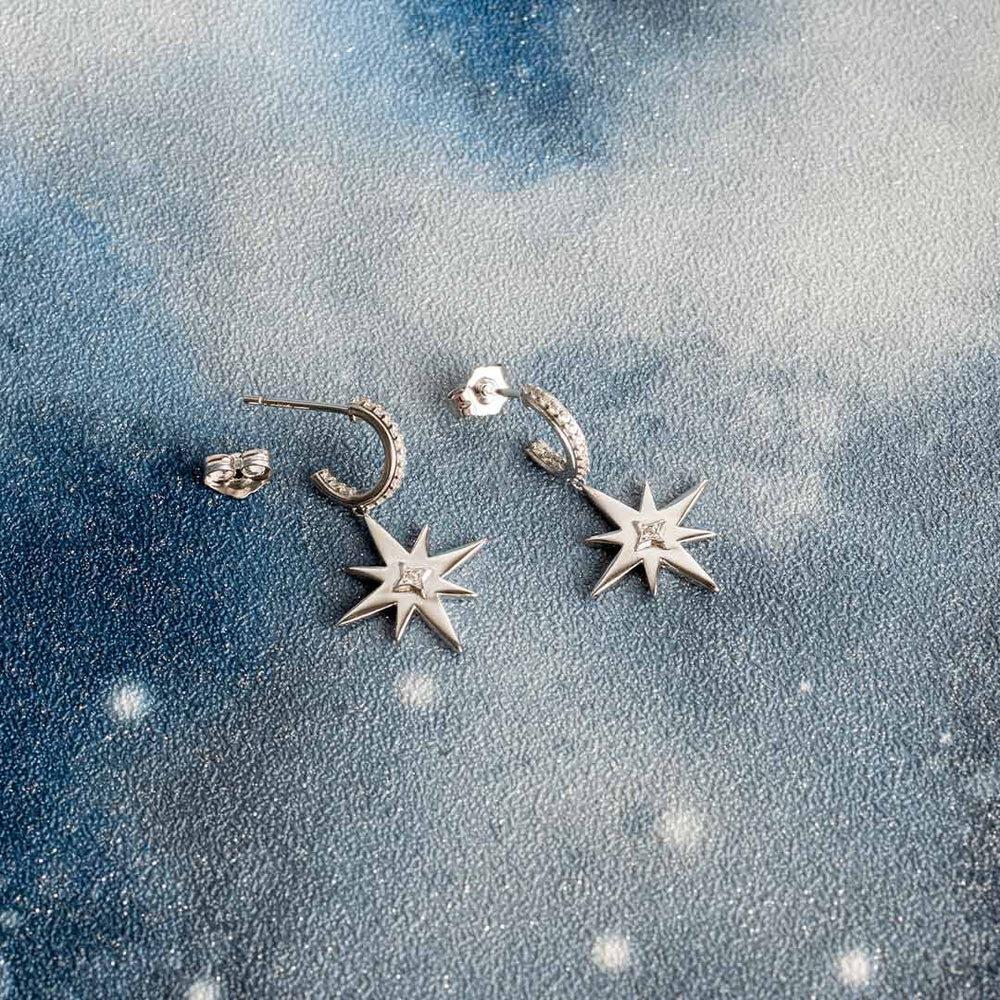 Kit Heath | Celeste North Star Pavé Hoop Earrings