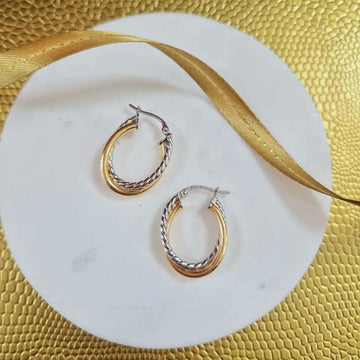 9ct Yellow & White Gold Hoop Earrings