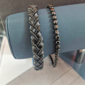 Fred Bennett | Black Cubic Zirconia and Stainless Steel Tennis Bracelet