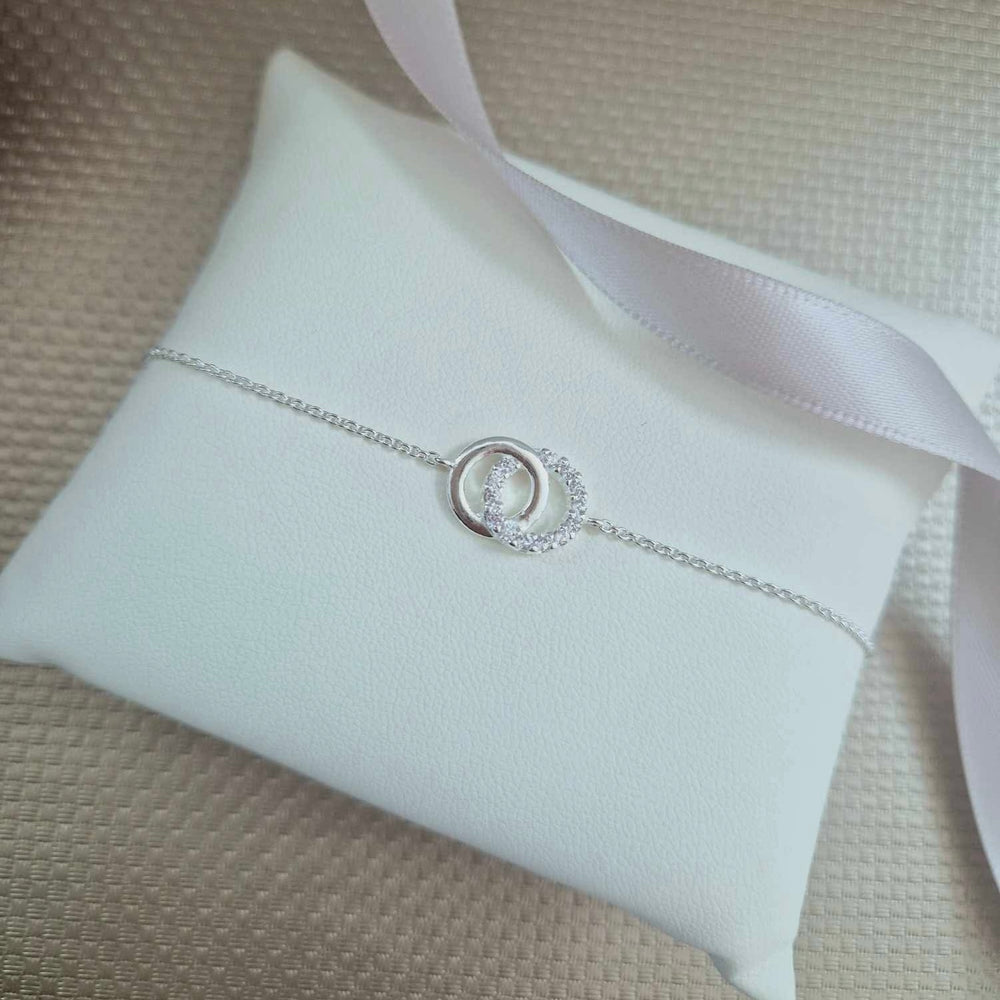 Sterling Silver Double CZ Circle Bracelet