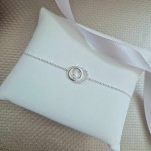 Sterling Silver Double CZ Circle Bracelet