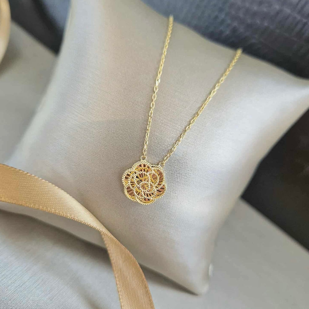 9ct Yellow Gold Romantic Floral Necklace