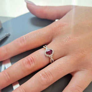 18ct Yellow Gold Oval Ruby & Diamond Ring
