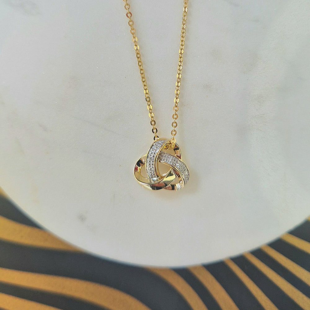 9ct Yellow Gold Diamond Knot Necklace