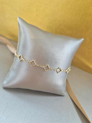 9ct Yellow Gold Quatrefoil Station Clover Bracelet