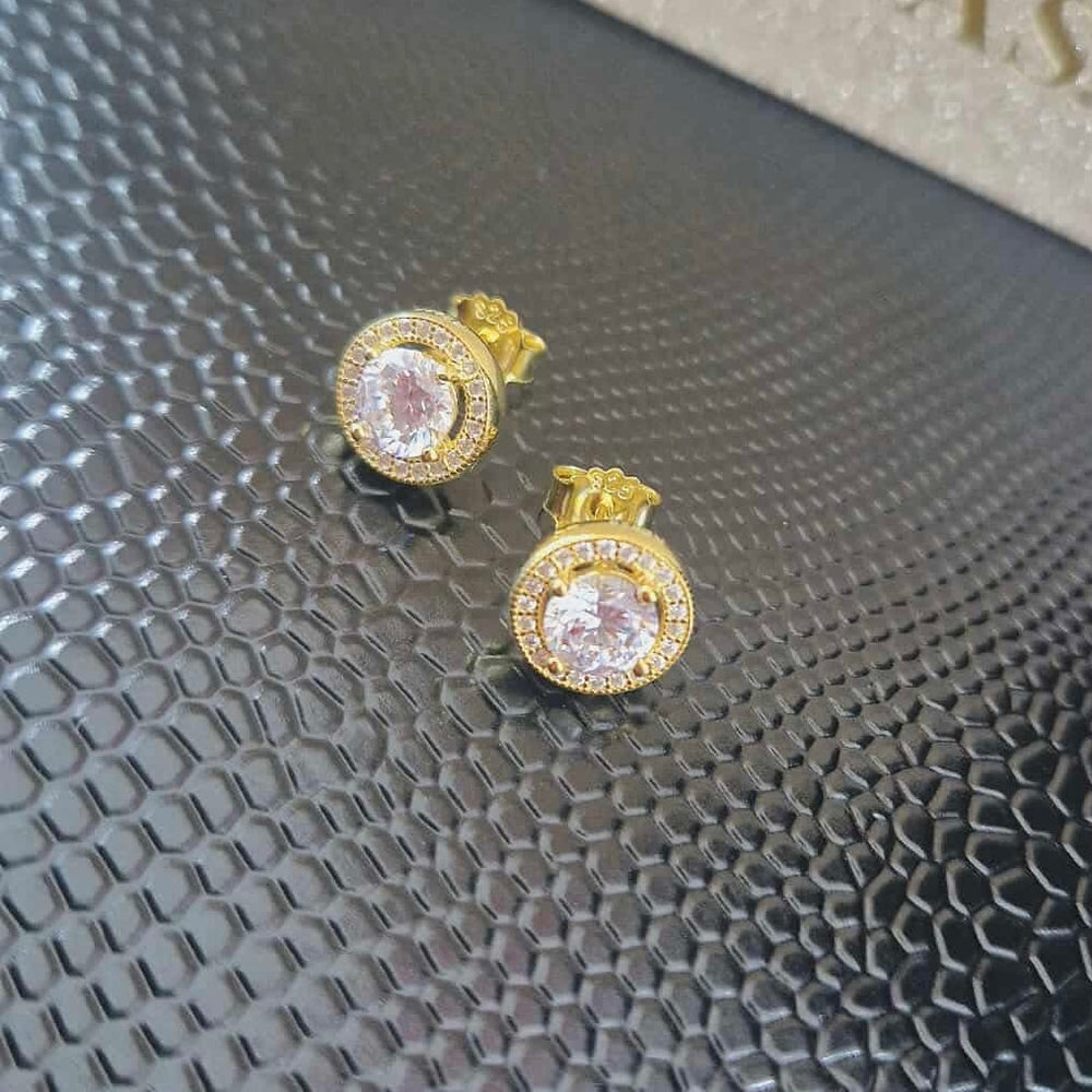 Real Effect | Gold & CZ Stud Earrings