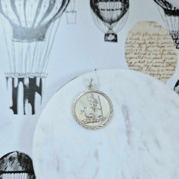 Sterling Silver St Christopher With Diamond Cut Border