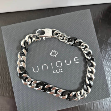Unique & Co | Stainless Steel Bracelet, Black Matte IP and Polished Finished