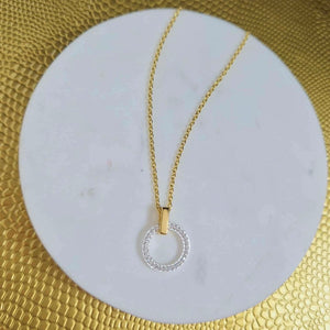 Sterling Silver & 9ct Gold Plate Open Circle Bar 18” Necklace