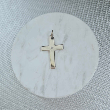 Sterling Silver Cross With CZ 35x22mm