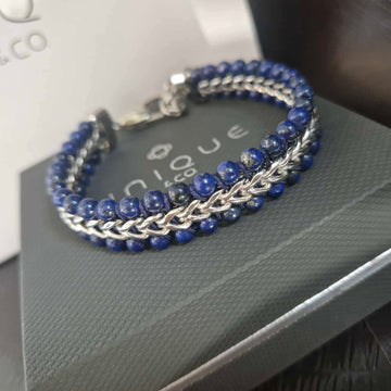 Unique & Co | Stainless Steel Bracelet with Lapis Lazuli Beads