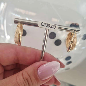 9ct Yellow Gold Two Row 20mm Textured Hoops
