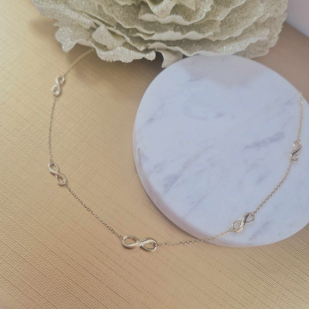 9ct Yellow Gold Infinity Station Necklace