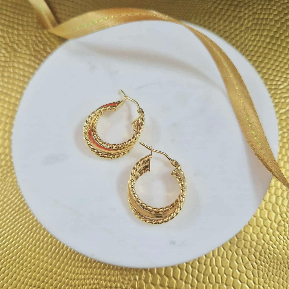 9ct Yellow Gold Triple Hoop Earrings