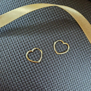 9ct Yellow Gold Open Heart Hoop Earrings
