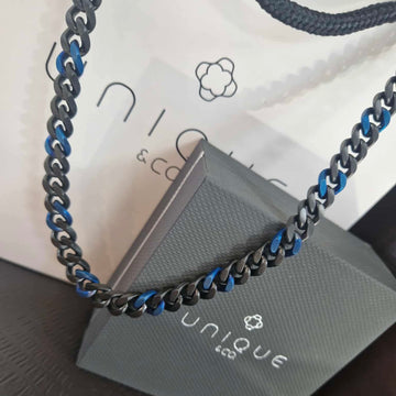 Unique & Co | Stainless Steel Necklace with Black & Blue IP Plating