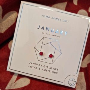 Joma Jewellery | January Garnet Birthstone Boxed Earrings
