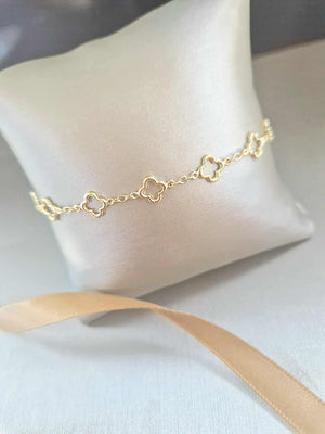 9ct Yellow Gold Quatrefoil Station Clover Bracelet