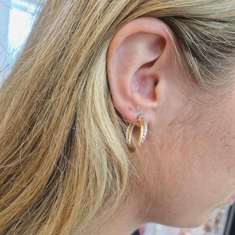 9ct Yellow & White Gold Hoop Earrings