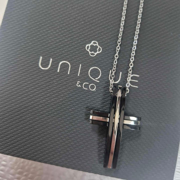 Unique & Co | Stainless Steel Cross Pendant and Chain with Black IP Plating