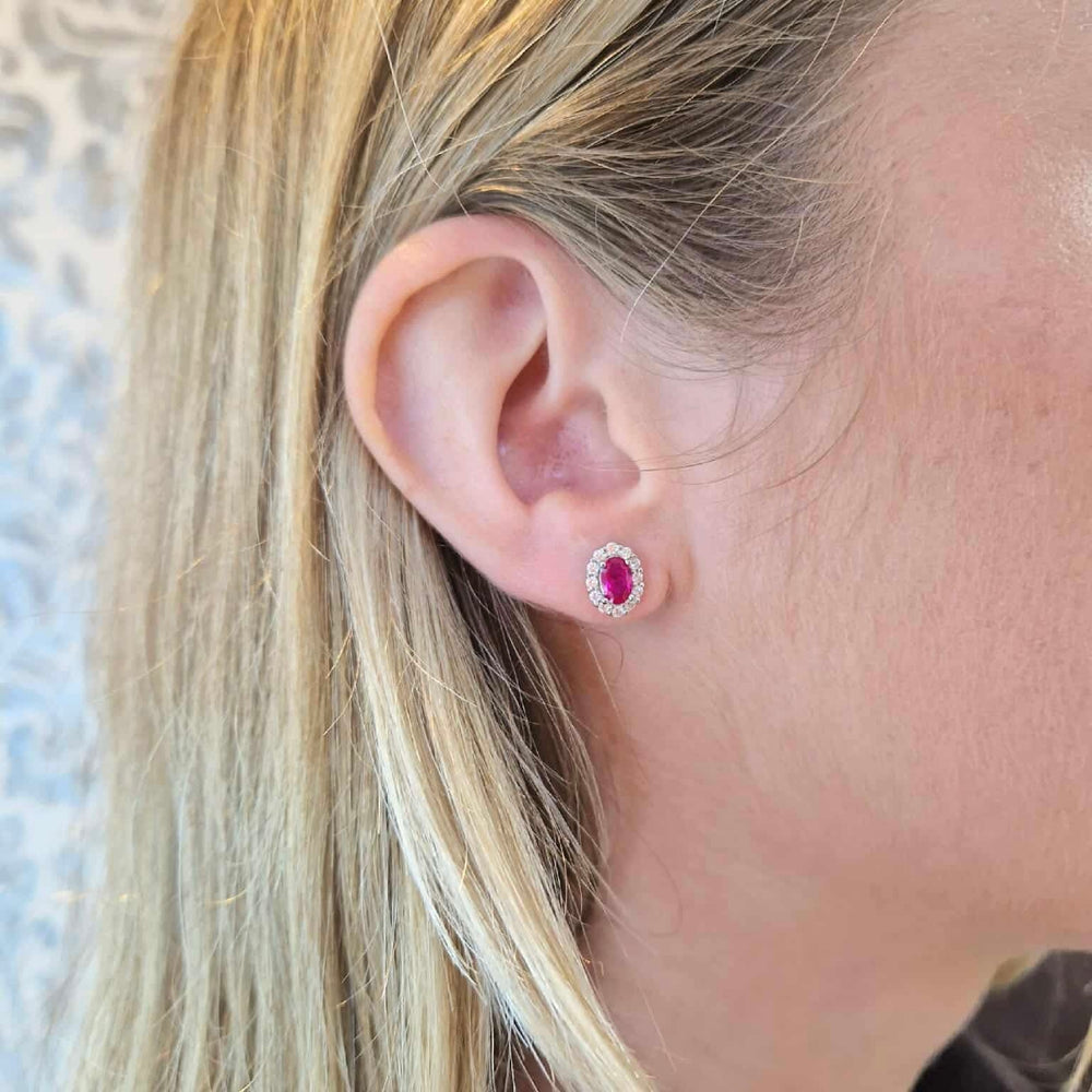 Real Effect | Sterling Silver Ruby Cubic Zirconia Earrings