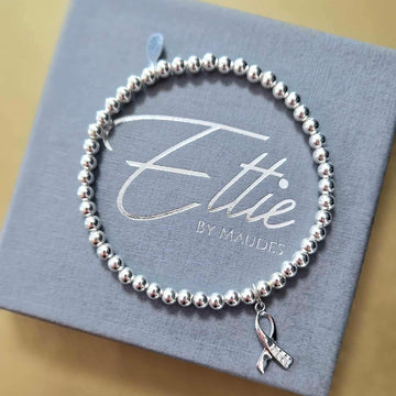 Ettie Medium Bead Cancer Awareness Sparkle Bracelet