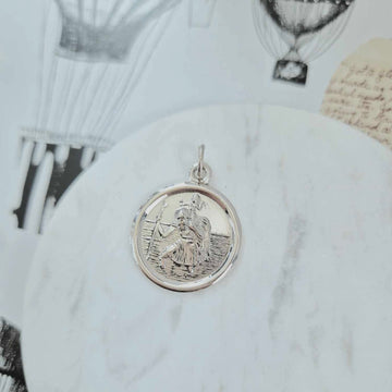 Sterling Silver St Christopher With Plain Border