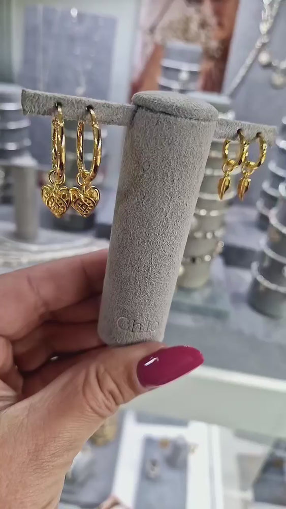 
            
                Load and play video in Gallery viewer, ChloBo | Decorated Heart Hoop Earrings
            
        