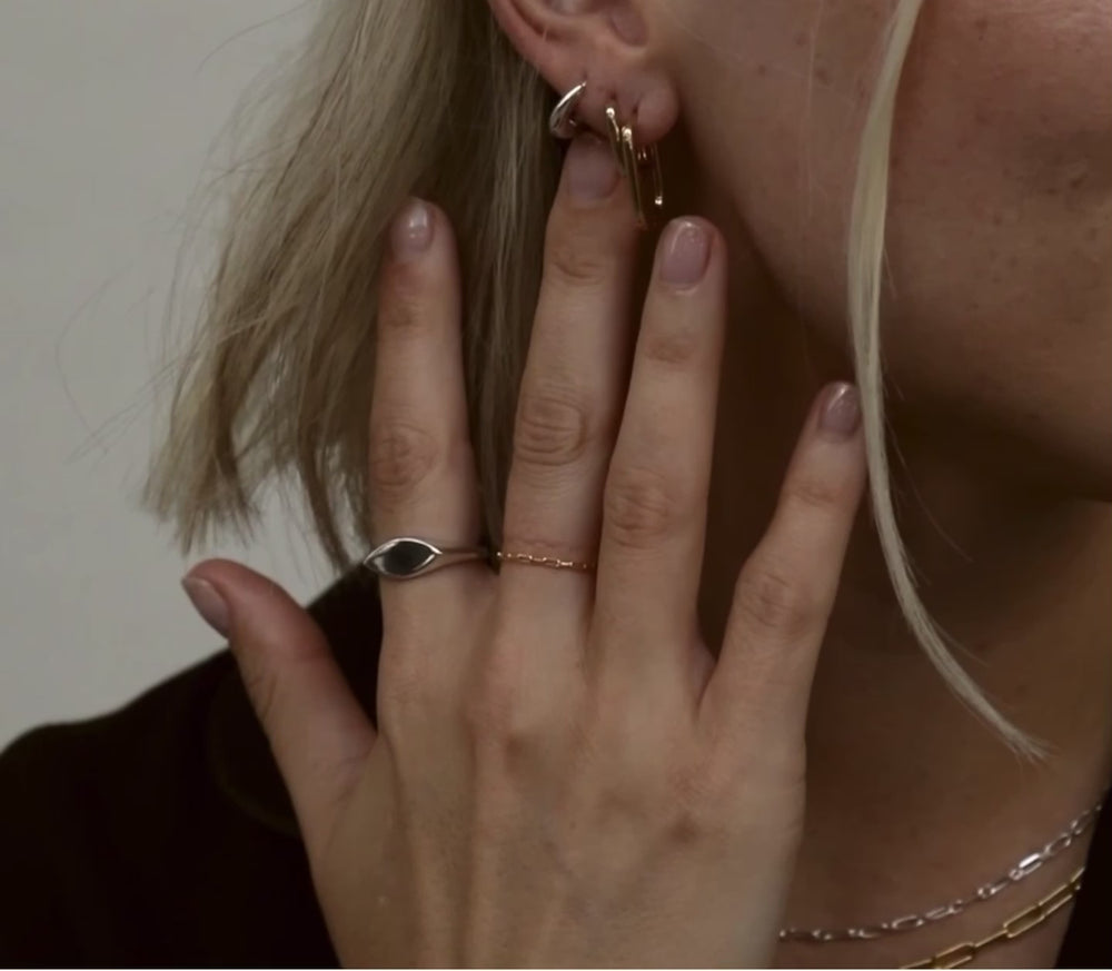
            
                Load and play video in Gallery viewer, Daisy London | Estée Lalonde Mini Square Hoop Earrings
            
        