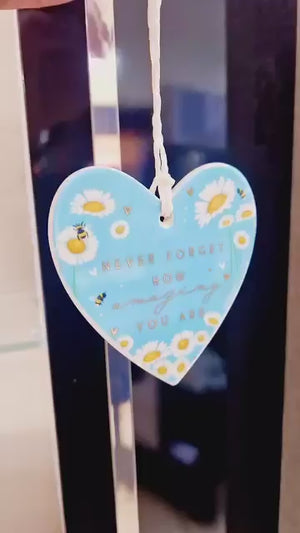 
            
                Load and play video in Gallery viewer, Belly Button Designs | Ceramic Heart Hanging Decoration | Never Forget How Amazing You Are
            
        