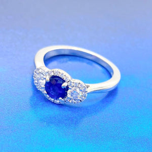 18ct White Gold, Blue Sapphire and Diamond Ring