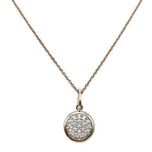Sterling Silver and Rose Plated Cz Disc Pendant and Chain