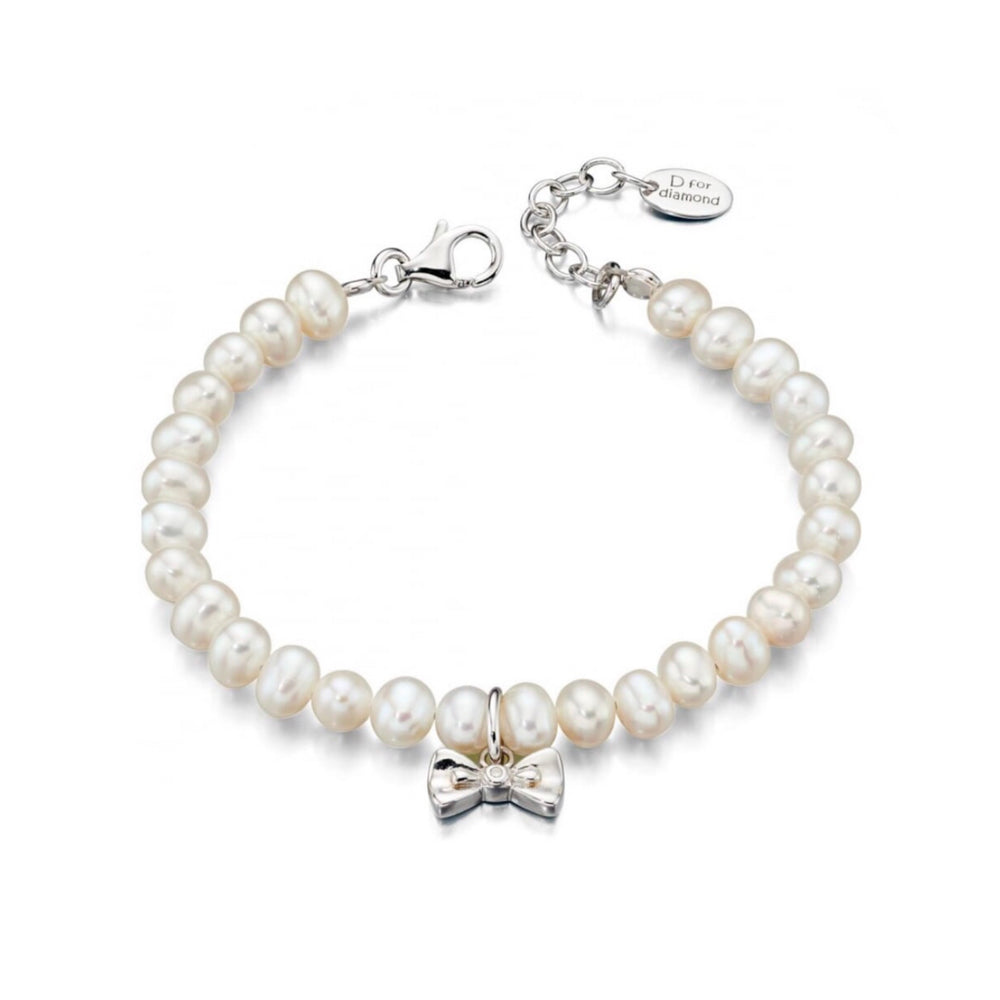 D for Diamond | Children’s Pearl and Bow Bracelet - Maudes The Jewellers
