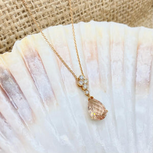 18ct Rose Gold, Morganite and Diamond Pendant and Chain - Maudes The Jewellers