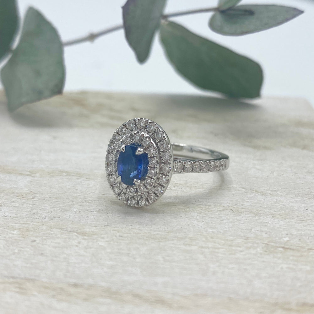 
            
                Load image into Gallery viewer, 18ct White Gold, Sapphire and Diamond Ring - Maudes The Jewellers
            
        