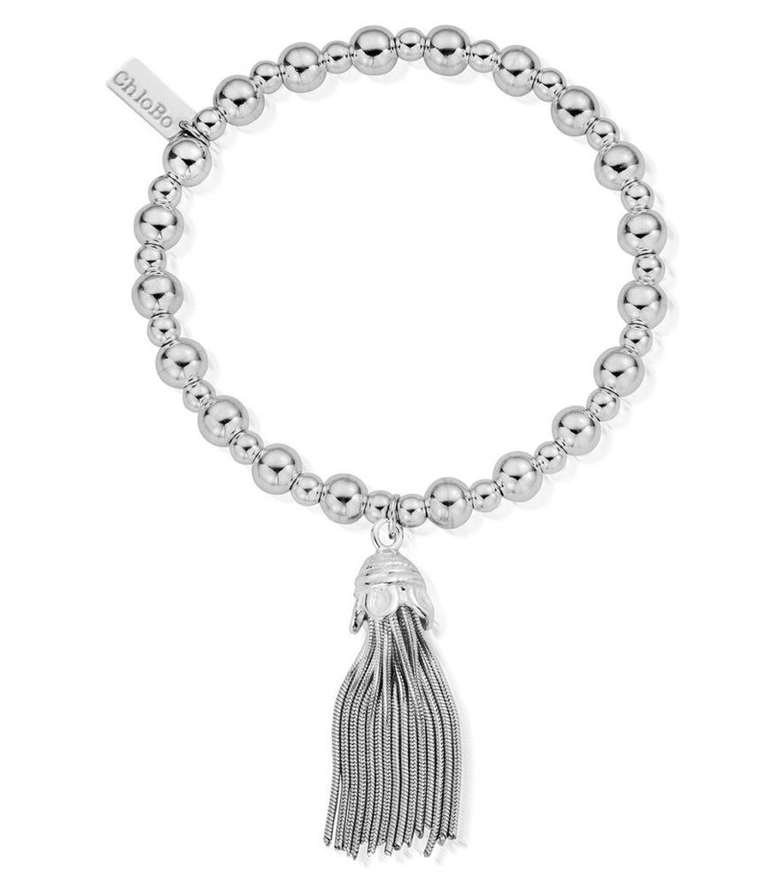 
            
                Load image into Gallery viewer, ChloBo Mini Small Ball Tassel Bracelet Silver - Maudes The Jewellers
            
        
