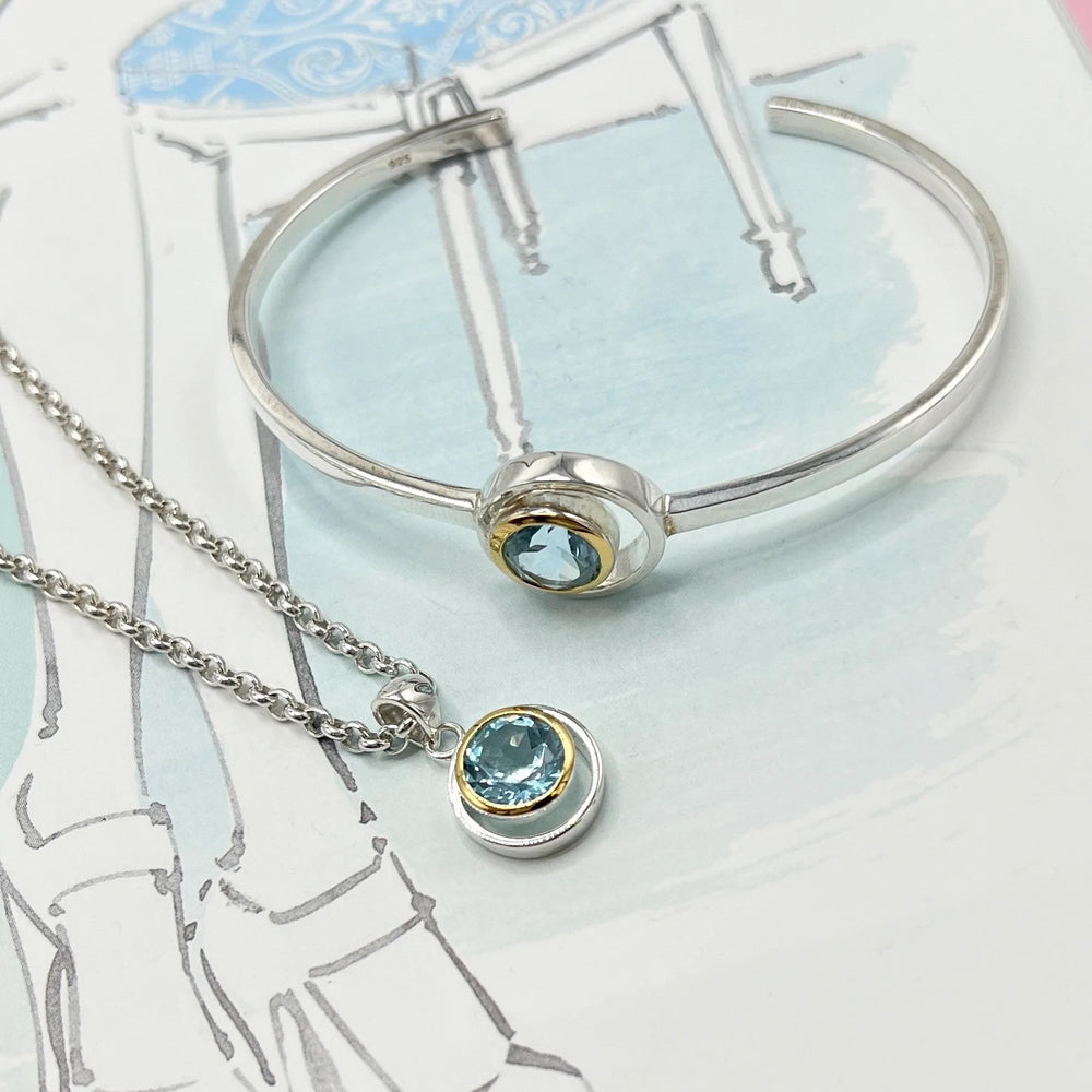 Sterling Silver Blue Topaz Necklace