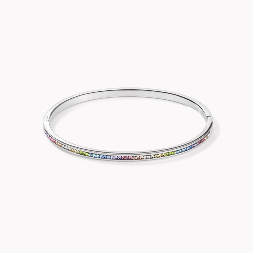
            
                Load image into Gallery viewer, Coeur De Lion Bangle | Stainless Steel Crystals Pavé Multicolour Pastel 17
            
        