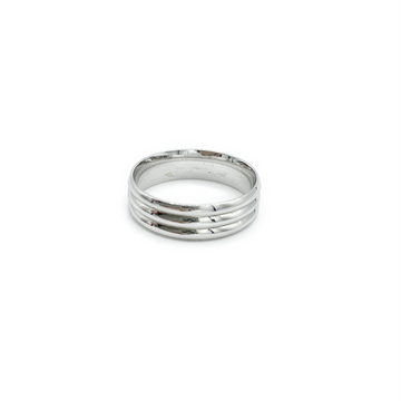 9ct White Gold Triple Ridge Gents Wedding Ring 6mm