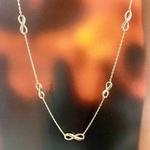 9ct Yellow Gold Infinity Station Necklace