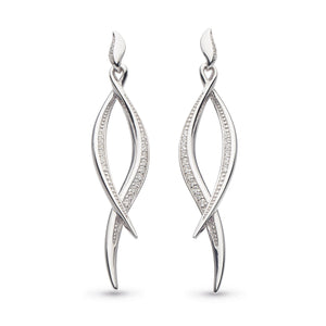 Kit Heath | Entwine Twine Twist Pavé Silver Drop Earrings