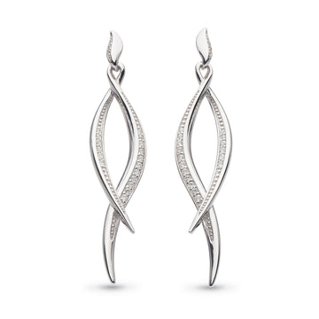Kit Heath | Entwine Twine Twist Pavé Silver Drop Earrings